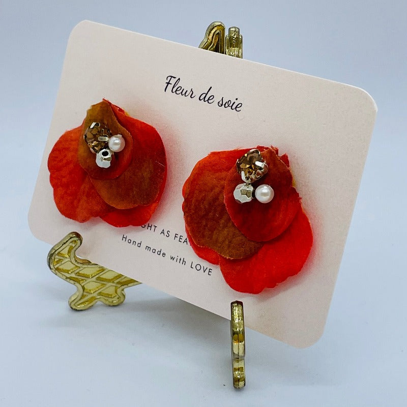 Orange Earrings. Orange Flower Earrings.Best Flower Earrings. Airy light silky flower earrings. Best gifts for her. Best gifts for mum. Best anniversary gift for her. Best anniversary gift for wife. Best birthday gift for her. Best valentine’s gift for wife. Best Christmas gift for her. Best Christmas gift for teacher. Beautiful flower earrings. Comfortable earrings. Wedding earrings. Boho style earrings.
