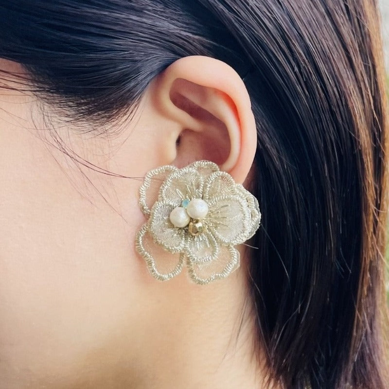 Beautiful Lace Flower earrings. Best gifts for her. Best gifts for mum. Best anniversary gift for her. Best anniversary gift for wife. Best birthday gift for her. Best valentine’s gift for wife. Best Christmas gift for her. Best Christmas gift for teacher. Flower earrings. Beautiful flower earrings. Comfortable earrings. Wedding earrings.
