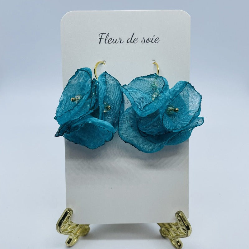 Best Flower Earrings. Airy light silky flower earrings. Best gifts for her. Best gifts for mum. Best anniversary gift for her. Best anniversary gift for wife. Best birthday gift for her. Best valentine’s gift for wife. Best Christmas gift for her. Best Christmas gift for teacher. Beautiful flower earrings. Comfortable earrings. Wedding earrings. Boho style earrings.