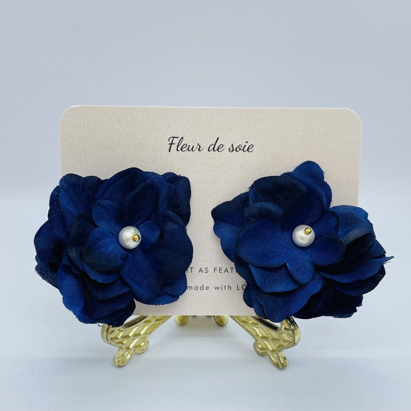 Navy earrings. Best Flower Earrings. Airy light silky flower earrings. Best gifts for her. Best gifts for mum. Best anniversary gift for her. Best anniversary gift for wife. Best birthday gift for her. Best valentine’s gift for wife. Best Christmas gift for her. Best Christmas gift for teacher. Beautiful flower earrings. Comfortable earrings. Wedding earrings. Boho style earrings.