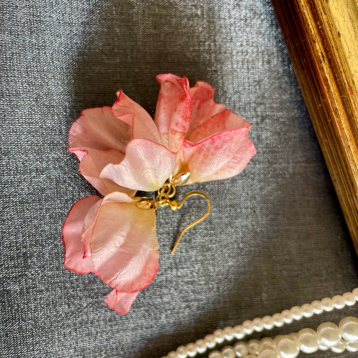 Pink Romanric Silky Flower Earrings