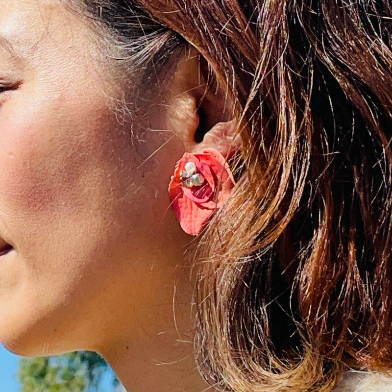 Orange Petal Earrings