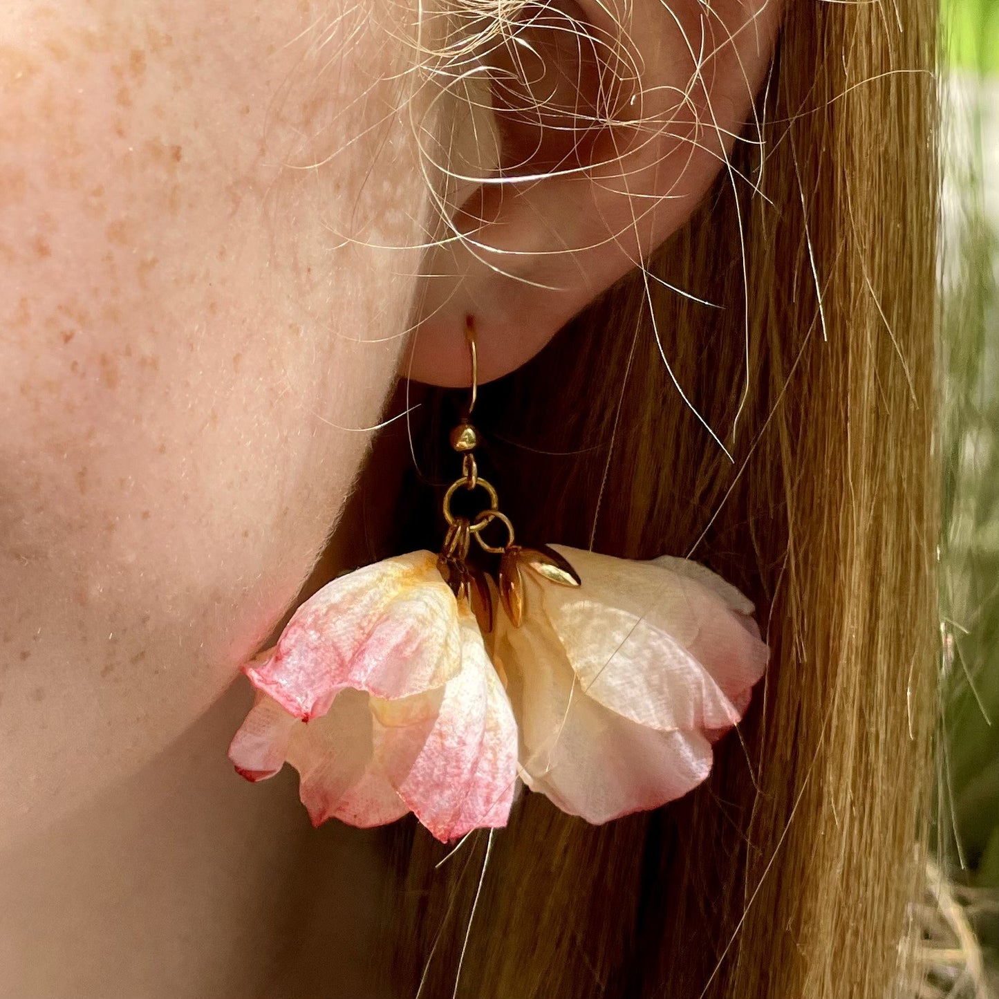 Pink Romanric Silky Flower Earrings