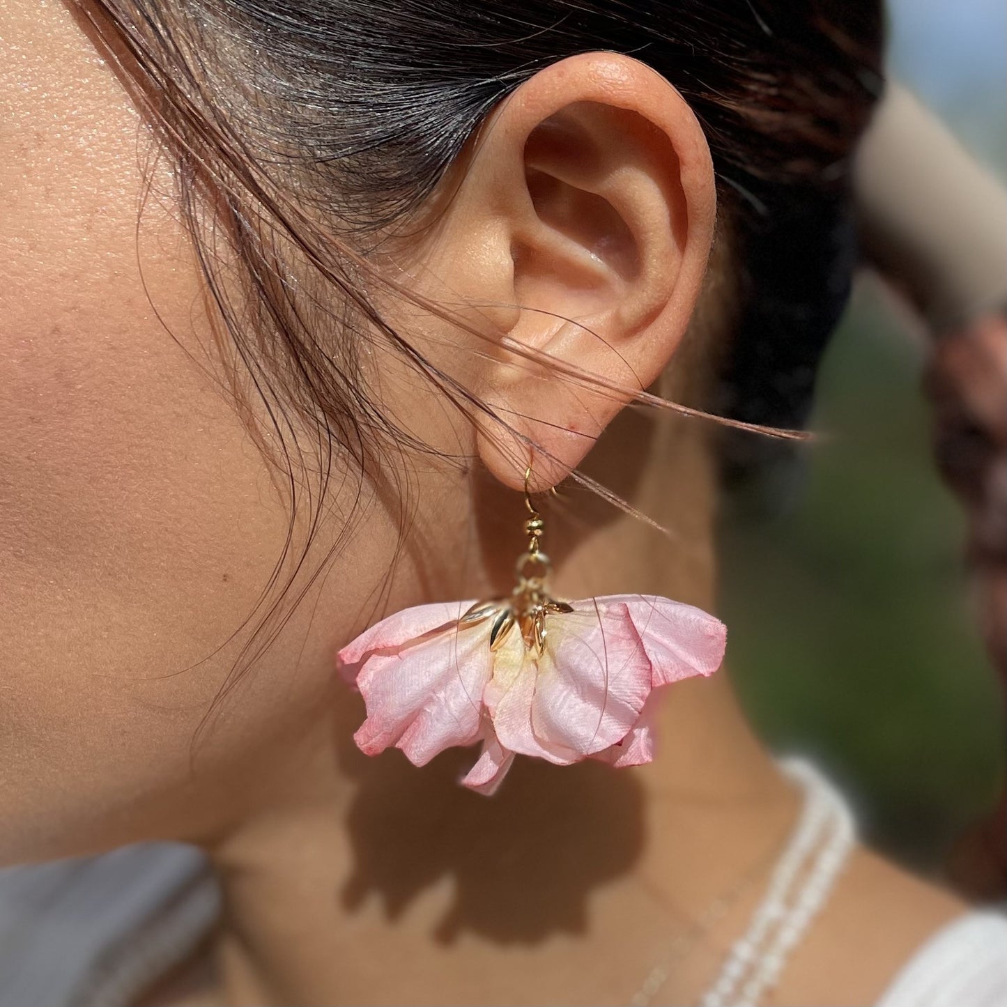 Pink Romanric Silky Flower Earrings