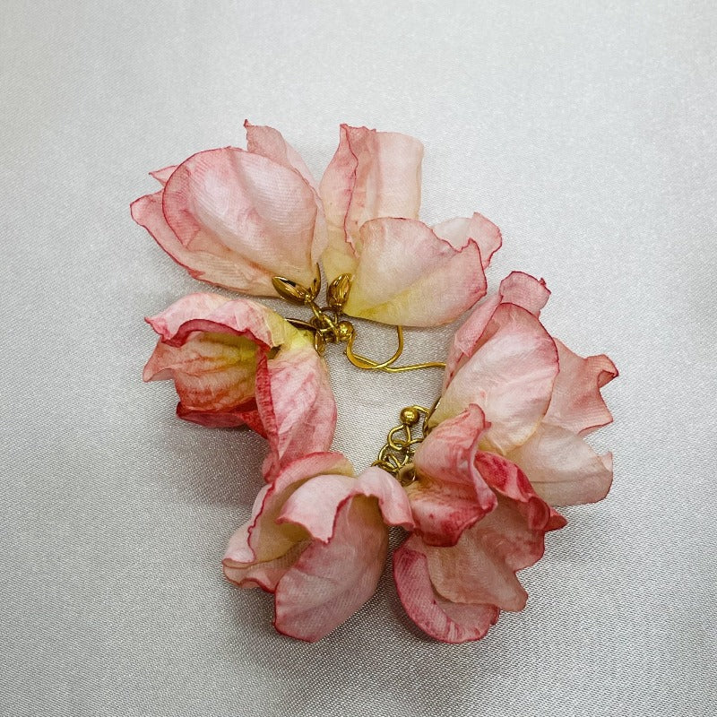 Pink Romanric Silky Flower Earrings