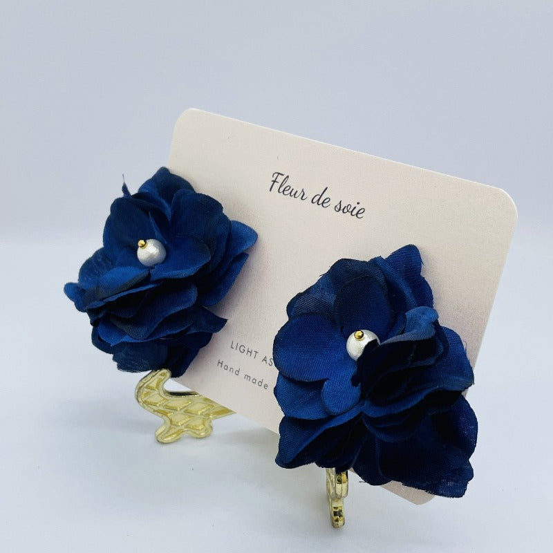 Navy earrings. Best Flower Earrings. Airy light silky flower earrings. Best gifts for her. Best gifts for mum. Best anniversary gift for her. Best anniversary gift for wife. Best birthday gift for her. Best valentine’s gift for wife. Best Christmas gift for her. Best Christmas gift for teacher. Beautiful flower earrings. Comfortable earrings. Wedding earrings. Boho style earrings.