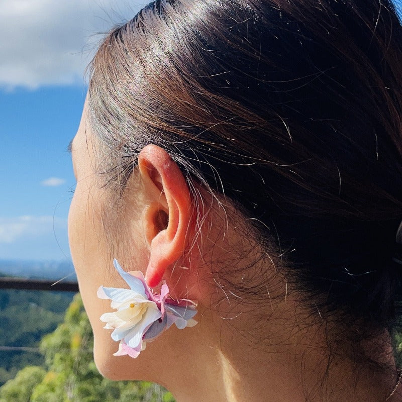 Pastel Color Earrings.Best Flower Earrings. Airy light silky flower earrings. Best gifts for her. Best gifts for mum. Best anniversary gift for her. Best anniversary gift for wife. Best birthday gift for her. Best valentine’s gift for wife. Best Christmas gift for her. Best Christmas gift for teacher. Beautiful flower earrings. Comfortable earrings. Wedding earrings. Boho style earrings.